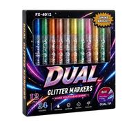 Generico Glitter Pens For Adults | 24 Colors Double-Ended Coloring Markers