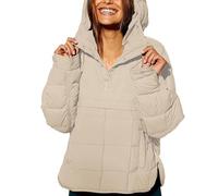 Generico Gloryboom Puffer Jacket, Gloryboom Women's Oversized Hooded Puffers Jackets, Quilted Puffer Jacket, Suitable for winter (Beige,L)