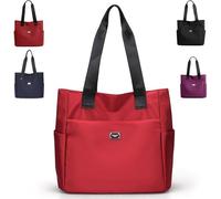 Generico Gloryboom Shoulder Bag, Large Capacity Water Repellent Multi Pocket Nylon Shoulder Bag, for Women (, Rose Red)