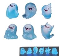 Generico Glow in The Dark Mini Ghost Figures, 36 PCS Resin Ghost Figurines in 6 Designs, Glow in The Dark Mini Resin Ghosts with Glue, for Halloween Party Favors (No box/card-6pcs)
