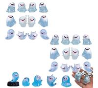 Generico Glow in The Dark Mini Ghost Figures Without Box, 12/24/36 Pcs Mini Resin Cute Weird Halloween Ghost, 6 Designs Can Be Used As Hanging Ornaments, for Halloween Home Decor (24PCS)