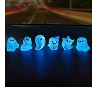 Generico Glow in The Dark Mini Ghost Figures without Box, Small Resin Light-Up Ghost Figurines in 6 Designs for Cute Halloween Luminous Tiny Gift for Coworkers Teacher Student (AA)
