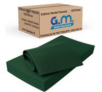 Generico GM 100 Pezzi - Tovaglie Coprimacchia in TNT Alta Qualità Italiana 100x100cm Colore VERDE SCURO Ideali per la ristorazione vari colori