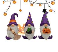 Genérico Gnome statuetta da 3 pezzi elfi per giardino ornamenti in resina Halloween per interni ed esterni