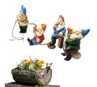 Generico Gnomi Da Giardino Fatato, Set Di 4 Mini Statuette Nane In Resina, Decorazioni Per Vasi Da Elfo Arrampicata, Da Giardino Divertenti Per Fioriere Da Gardino Per Patio Per La Decorazi