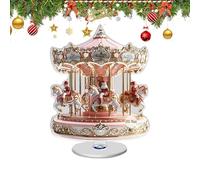 Generico Go Round Ornament - Traditional 2D Festive Christmas Acrylic Decoration | Merry Go Round Horse Ornament For Window Festival Party Store Display Seasonal Celebration Mantel Shelf Tree Display