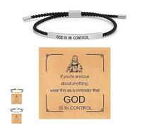 Generico God Is in Control Bracelet, God Is in Control Tube Bracelet, Inspirational Bracelets for Women Men Birthday Festival Gifts (Black-Silver a)