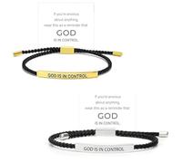 Generico God Is in Control Bracelet, God Is in Control Tube Bracelet, Inspirational Bracelets for Women Men Birthday Festival Gifts (Black(Silver+Gold))
