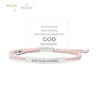 Generico God Is in Control Bracelet, God Is in Control Tube Bracelet, Inspirational Bracelets for Women Men Birthday Festival Gifts (Pink-Silver)