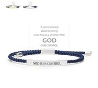 Generico God Is in Control Bracelet, God Is in Control Tube Bracelet, Inspirational Bracelets for Women Men Birthday Festival Gifts (Blue-Silver)
