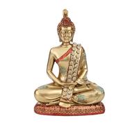 Generico Gold Buddha Statue, Zen Meditation Figurine, 5.51x2.95x7.68inches, Sitting Resin Sculpture, Peaceful Home Decor Accent, Ideal for Bedroom, Tea Room, Display Shelves, Wine Cabinets