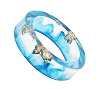 Generico Gold Foil Epoxy Resin Ring, Transparent Dried Flower Statement Ring, Handmade Resin Jewelry Accessory, Romantic Gift for Women for Daily Wear and Valentine's Day Celebration