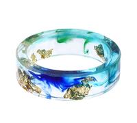 Generico Gold Foil Epoxy Resin Ring, Transparent Dried Flower Statement Ring, Handmade Resin Jewelry Accessory, Romantic Gift for Women for Daily Wear and Valentine's Day Celebration