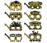 Generico Gold Graduation Glasses, Funny Grad Photo Booth Props, Creative 2024 Party Picture Accessories, Eye-Catching Costume Glasses for Kids, Adults, Men, Women (Set of 6, Shiny Gold)