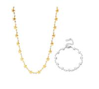 Generico Gold Necklace for Women,Star Gold Plated Stainless Steel Necklace/Bracelet,Simple Statement Jewelry For Women Jewelry Party Friends With For You Jewelry Fashion Accessories Creative (1-3)
