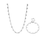 Generico Gold Necklace for Women,Star Gold Plated Stainless Steel Necklace/Bracelet,Simple Statement Jewelry For Women Jewelry Party Friends With For You Jewelry Fashion Accessories Creative (1-2)
