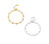 Generico Gold Necklace for Women,Star Gold Plated Stainless Steel Necklace/Bracelet,Simple Statement Jewelry For Women Jewelry Party Friends With For You Jewelry Fashion Accessories Creative (1-6)