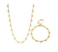 Generico Gold Necklace for Women,Star Gold Plated Stainless Steel Necklace/Bracelet,Simple Statement Jewelry For Women Jewelry Party Friends With For You Jewelry Fashion Accessories Creative (1-1)