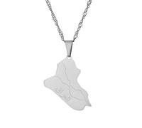 Generico Gold Plated Allah Name Iraq Map Pendant Necklaces Fashion Stainless Steel Pendant Necklace for Men and Women (Model 2)