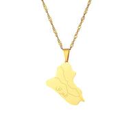 Generico Gold Plated Allah Name Iraq Map Pendant Necklaces Fashion Stainless Steel Pendant Necklace for Men and Women (Model 1)