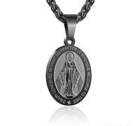 Generico Gold Plated Catholic Christian Jewelry Mother Cameo Design Virgin Mary Pendant Necklace Jewelry Vintage Textured Medallion Coin Pendant Oval (Model 3)
