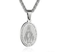 Generico Gold Plated Catholic Christian Jewelry Mother Cameo Design Virgin Mary Pendant Necklace Jewelry Vintage Textured Medallion Coin Pendant Oval (Model 2)