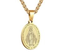 Generico Gold Plated Catholic Christian Jewelry Mother Cameo Design Virgin Mary Pendant Necklace Jewelry Vintage Textured Medallion Coin Pendant Oval (Model 1)