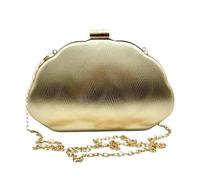 Generico Gold Shell Clutch Bag PU Leather 20.5x13x4cm Evening Handbag With Chain Strap For Women Wedding Party Cocktail Formal Dinner Elegant Gift