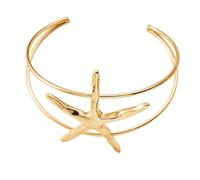 Generico Gold Starfish Brace Cuff per le donne, braccialetto a doppio strato regolabile braccialetto superiore aperto, Boho braccialetto gioielli regalo per la spiaggia, vacanze