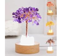 Generico Golden Lamp of Wealth-Citrine Tree, Crystal Night Light Money Tree, Handmade Wooden Base Natural White Crystals Trees Lamp for Home Decor,Attracting Wealth