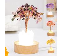 Generico Golden Lamp of Wealth-Citrine Tree, Crystal Night Light Money Tree, Handmade Wooden Base Natural White Crystals Trees Lamp for Home Decor,Attracting Wealth