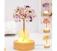 Generico Golden Lamp of Wealth-Citrine Tree, Crystal Night Light Money Tree, Handmade Wooden Base Natural White Crystals Trees Lamp for Home Decor,Attracting Wealth