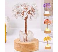 Generico Golden Lamp of Wealth-Citrine Tree, Crystal Night Light Money Tree, Handmade Wooden Base Natural White Crystals Trees Lamp for Home Decor,Attracting Wealth