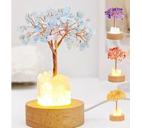 Generico Golden Lamp of Wealth-Citrine Tree, Crystal Night Light Money Tree, Handmade Wooden Base Natural White Crystals Trees Lamp for Home Decor,Attracting Wealth