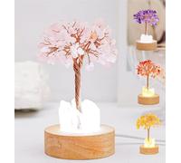 Generico Golden Lamp of Wealth-Citrine Tree, Crystal Night Light Money Tree, Handmade Wooden Base Natural White Crystals Trees Lamp for Home Decor,Attracting Wealth