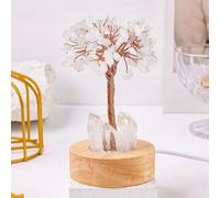 Generico Golden Lamp of Wealth - Citrine Tree, Natural Crystal Tree Night Light, USB Plug Night Light with Wooden Base, Wealth Lamp Natural Crystal, for Office, Living Room, Bedroom (White)