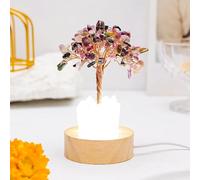 Generico Golden Lamp of Wealth - Citrine Tree, Natural Crystal Tree Night Light, USB Plug Night Light with Wooden Base, Wealth Lamp Natural Crystal, for Office, Living Room, Bedroom (Tourmaline)