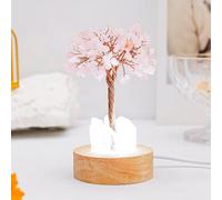 Generico Golden Lamp of Wealth - Citrine Tree, Natural Crystal Tree Night Light, USB Plug Night Light with Wooden Base, Wealth Lamp Natural Crystal, for Office, Living Room, Bedroom (Pink)