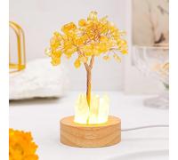 Generico Golden Lamp of Wealth - Citrine Tree, Natural Crystal Tree Night Light, USB Plug Night Light with Wooden Base, Wealth Lamp Natural Crystal, for Office, Living Room, Bedroom (Citrine)