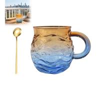 Generico Golden Tide Mug, Glass Sunset Mug, 12Oz Handcrafted Sea Glass Ocean Wave Coffee, Unique Waves Shape Design, for Tea Wine Ice Drink, for Ocean Beach Surf Lovers (1pcs)