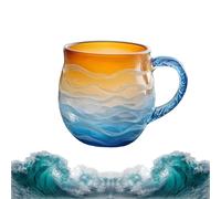 Generico Golden Tide Mug, Glass Sunset Mug, 12oz Sea Glass Wave Mugs, Unique Textured Beach Theme Mugs forTea Wine, Seas Inspired Drinkware for Ocean Lovers (1PCS)