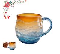 Generico Golden Tide Mug, Handcrafted Glass 12oz Sea Glass Wave Mug, Unique Textured Beach Theme Mugs, for Tea Wine Ice Drink (1PCS)