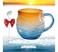 Generico Golden Tide Mug, Sea Glass Mug, 12oz Sea Glass Wave Mugs, Ocean Wave Mugs, Unique Waves Shape Design For Tea Wine Ice Drink, For Ocean Lovers (1PC)
