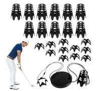Generico Golf Tees Set with Rope Base for Simulator - ABS Black 4.5x3.5cm 320g 12 High 12 Short - Practice Driving Mat Tee Holder for Indoor Golf Training - Disc & Rope Kit