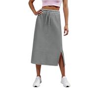 Generico Gonna a Ruota da Donna con Coulisse, Spacchi Laterali, Tasche, Elasticizzata e Comoda, Tinta Unita, a Vita Alta