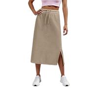 Generico Gonna a Ruota da Donna con Coulisse, Spacchi Laterali, Tasche, Elasticizzata e Comoda, Tinta Unita, a Vita Alta