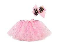 Generico Gonna a tutù per Ragazze Bambina,Gonna con Volant Bambine Elasticizzata Tinta Unita Strati da Balletto Paillettes Luccicanti Feste di Compleanno