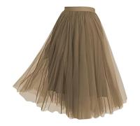 Generico Gonna da Donna Reversibile in Tulle, Linea ad A, Elastica, a Vita Alta, Elegante, a Pieghe, per Balletto, Ballo di fine Anno, Festa, Gonna per Donne