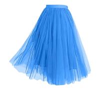 Generico Gonna da Donna Reversibile in Tulle, Linea ad A, Elastica, a Vita Alta, Elegante, a Pieghe, per Balletto, Ballo di fine Anno, Festa, Gonna per Donne