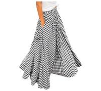 Generico Gonna Hawaiana, Gonna-Pantalone da Donna Ampia in Chiffon per Donna Gonna-Pantalone Lunga Maxi A Quadri con Taglio Alto